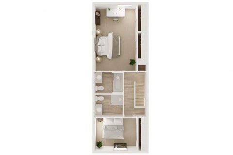 Floor plan for 2 beds, 2.5 baths, 1155 sqft